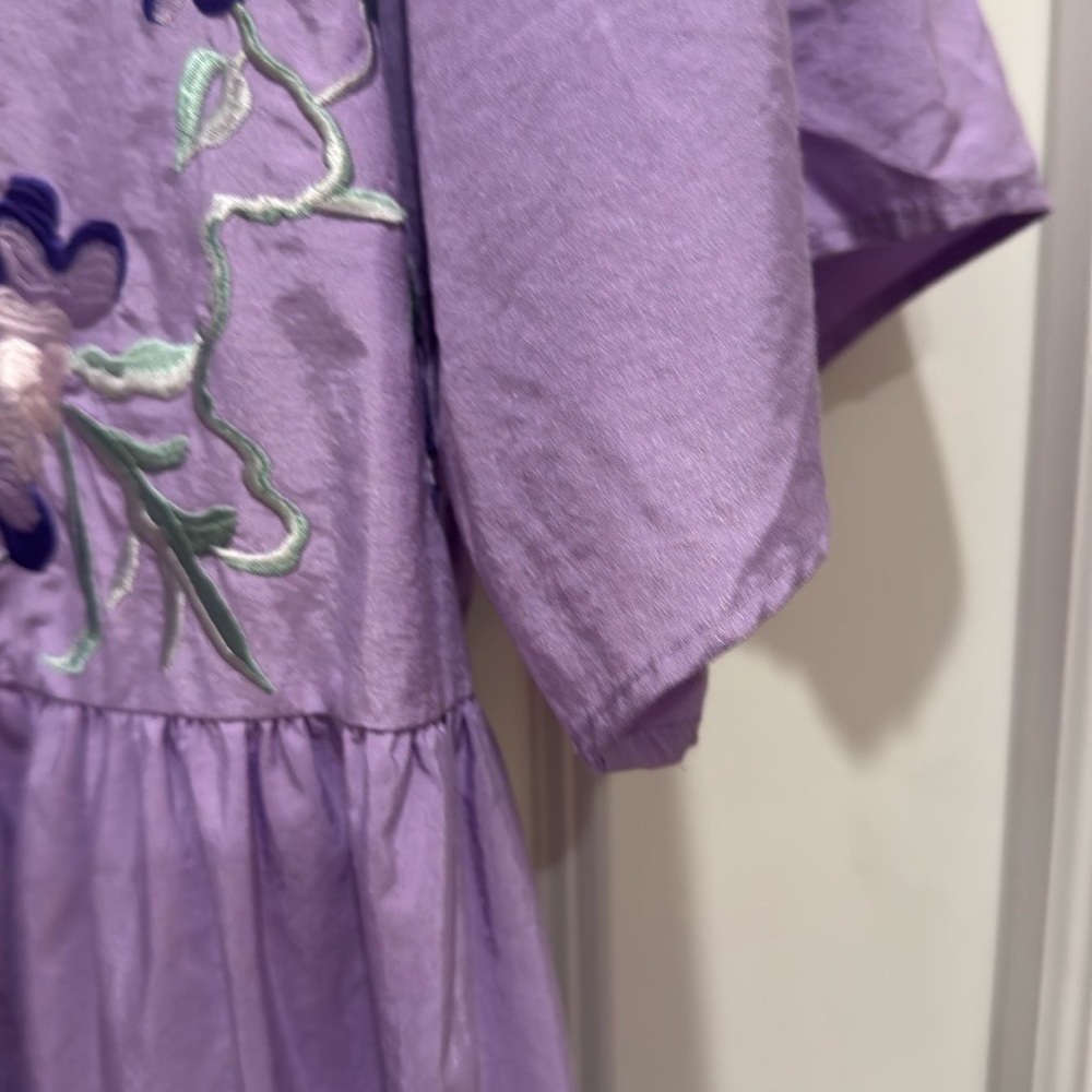 & Other Stories Purple Tiered Puff Sleeve Midi Dress Women’s 12 - Picture 8 of 14